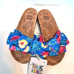 Muk‎ Luks Memory Foam Insole Tropical Slide Sandals Size 7 New